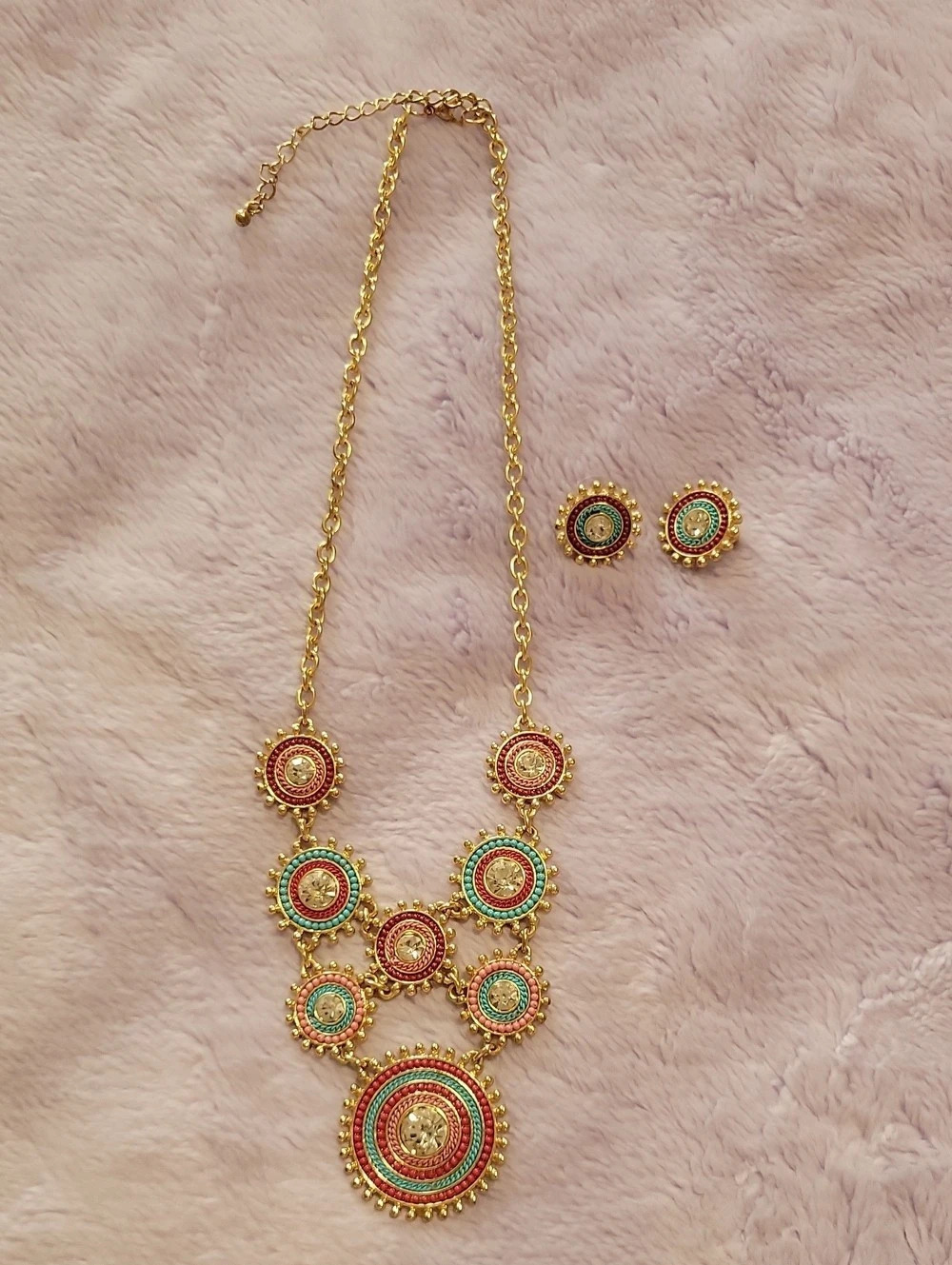 Multicolor Statement Necklace & Earrings